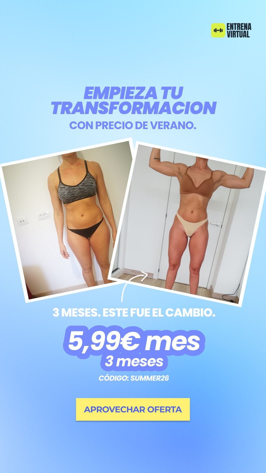 Entrena Virtual ad creative, June 2026