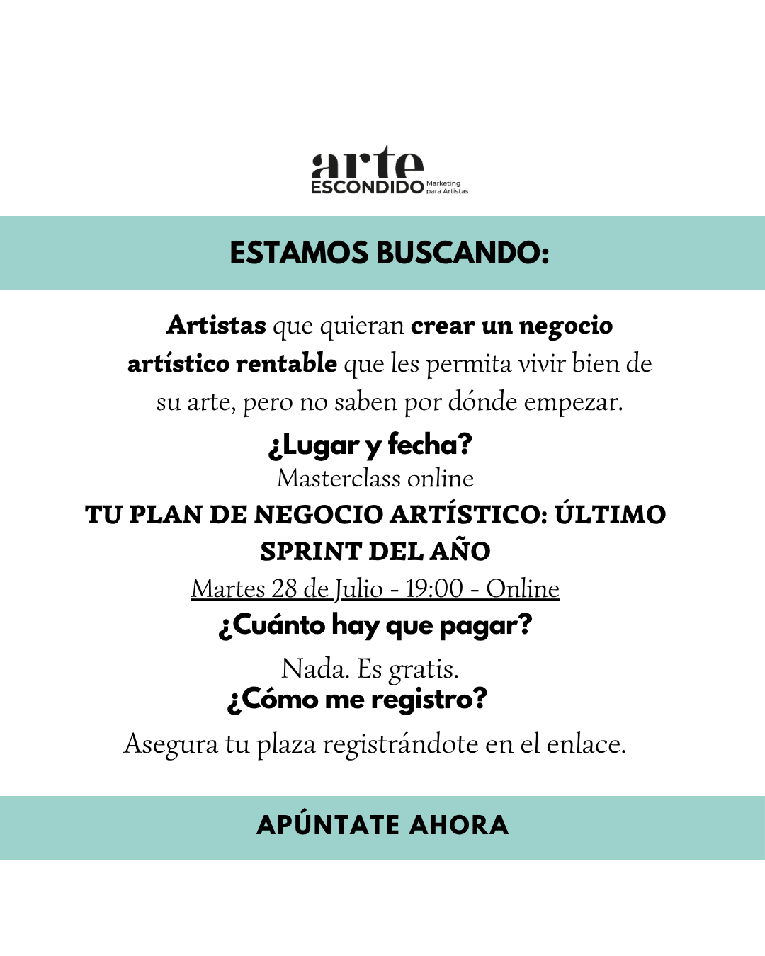 Arte Escondido ad creative, July 2026