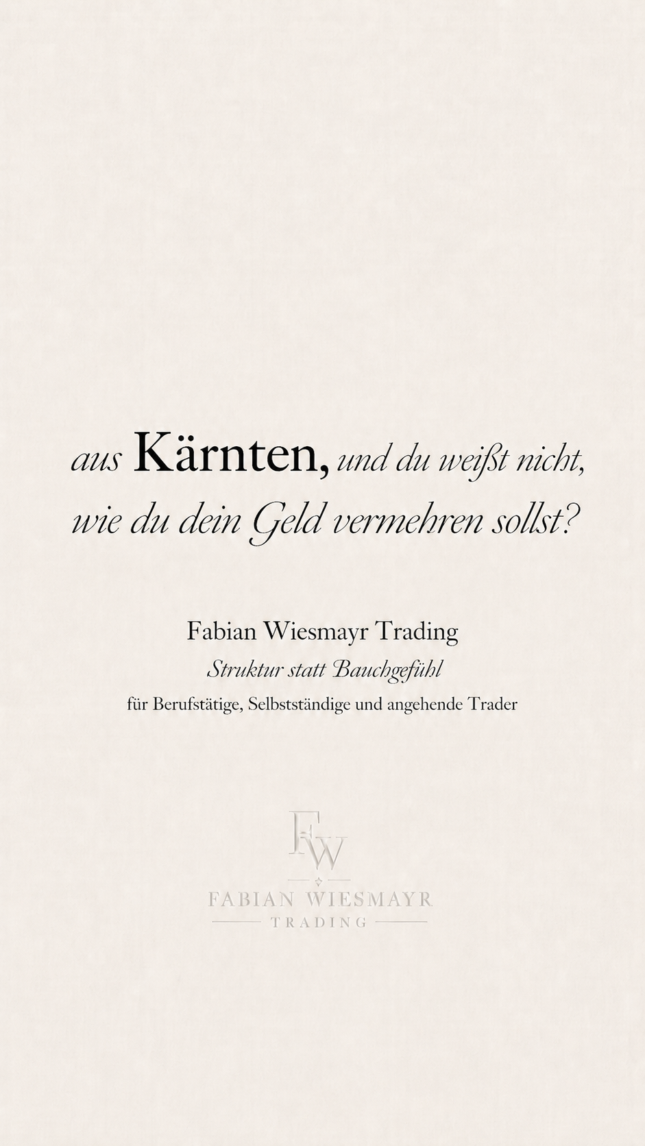 Fabian Wiesmayr ad creative, July 2026