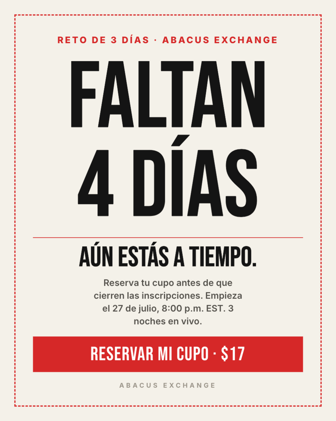 Abacus Exchange ad creative, July 2026