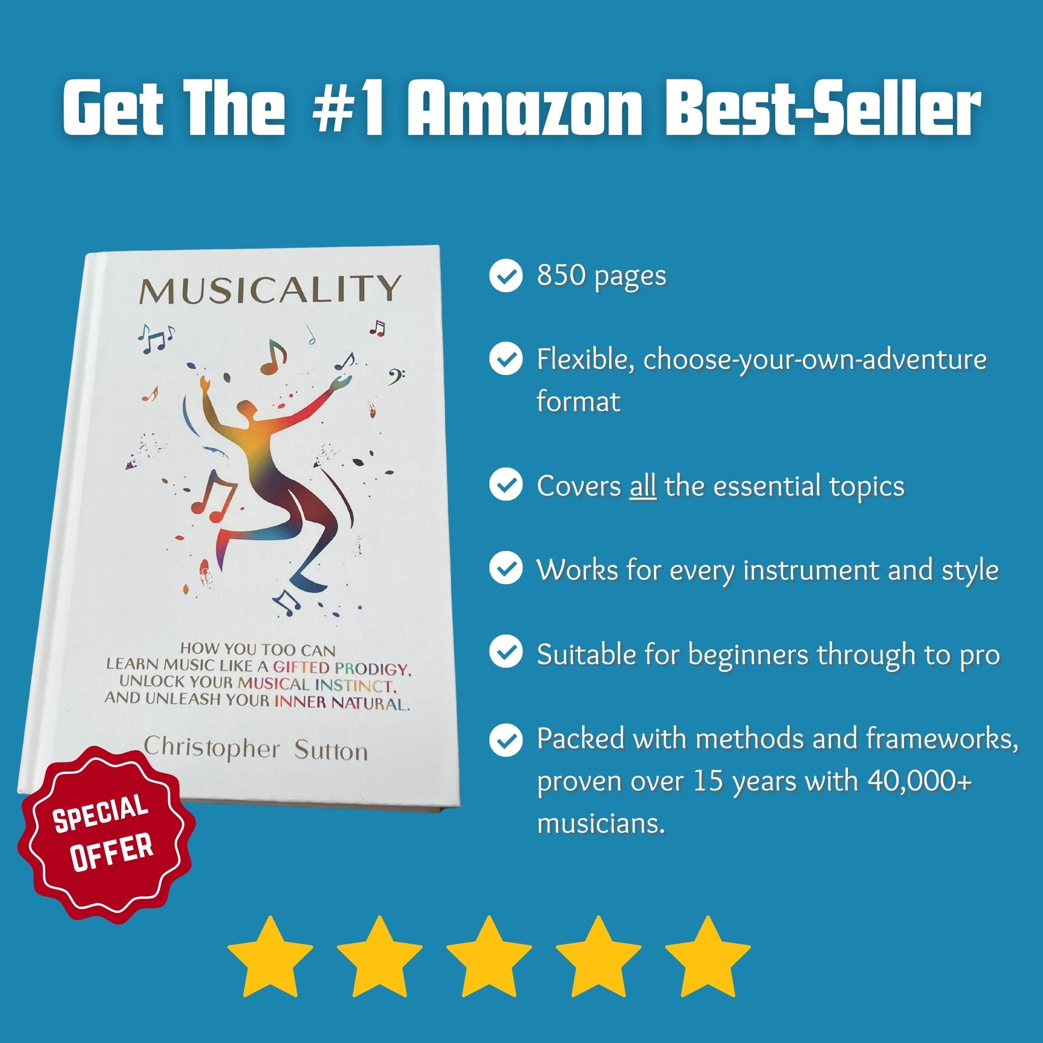The Musicality Book ad creative, July 2026