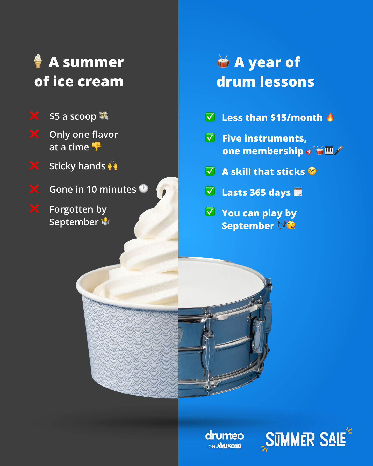 Drumeo ad creative, July 2026
